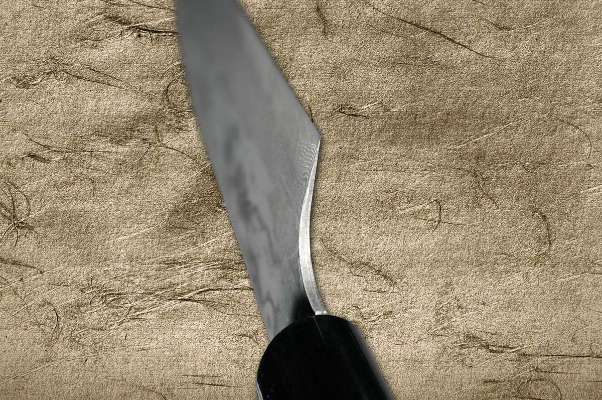 Takeshi Saji VG10 Black Damascus LC Japanese Chefs Santoku Knife 180mm with Black-Silver Japanese Urushi Lacquered Handle