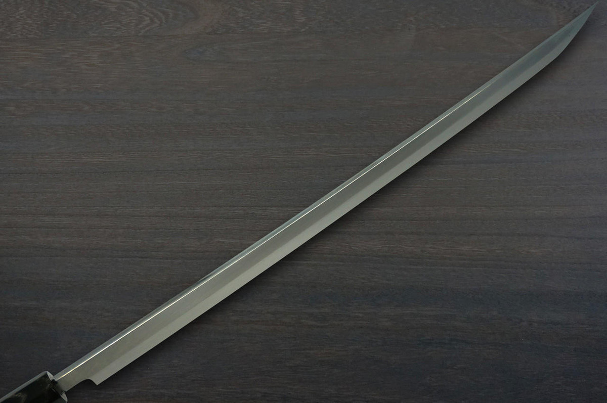 Sakai Takayuki ZANGETSU Honyaki Ginsan Japanese Chefs Sakimaru-TakohikiSashimi 390mm with Wenge Handle and Saya Sheath