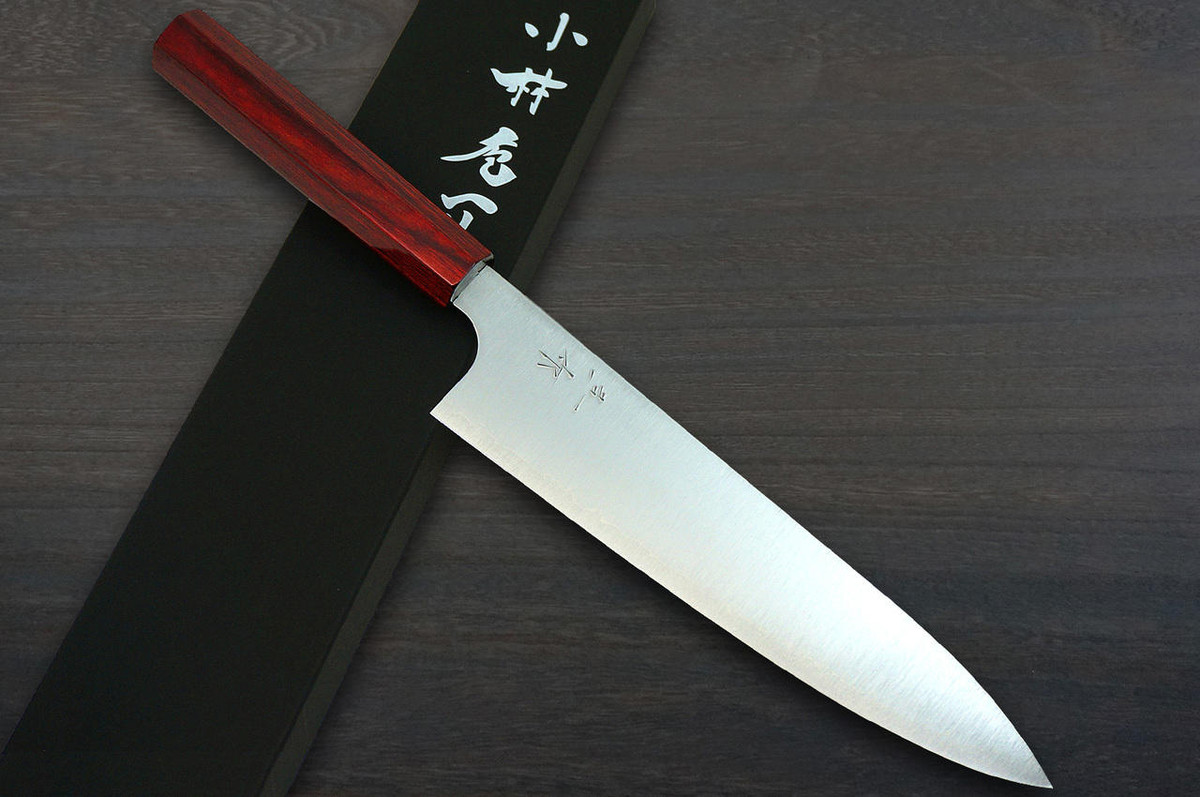 Kei Kobayashi R2 Special Finished CS Japanese Chefs Knife SET Gyuto210-Gyuto240-Slicer-Bunka-Santoku-Vegetable-Petty with Red Lacquered Wood Handle