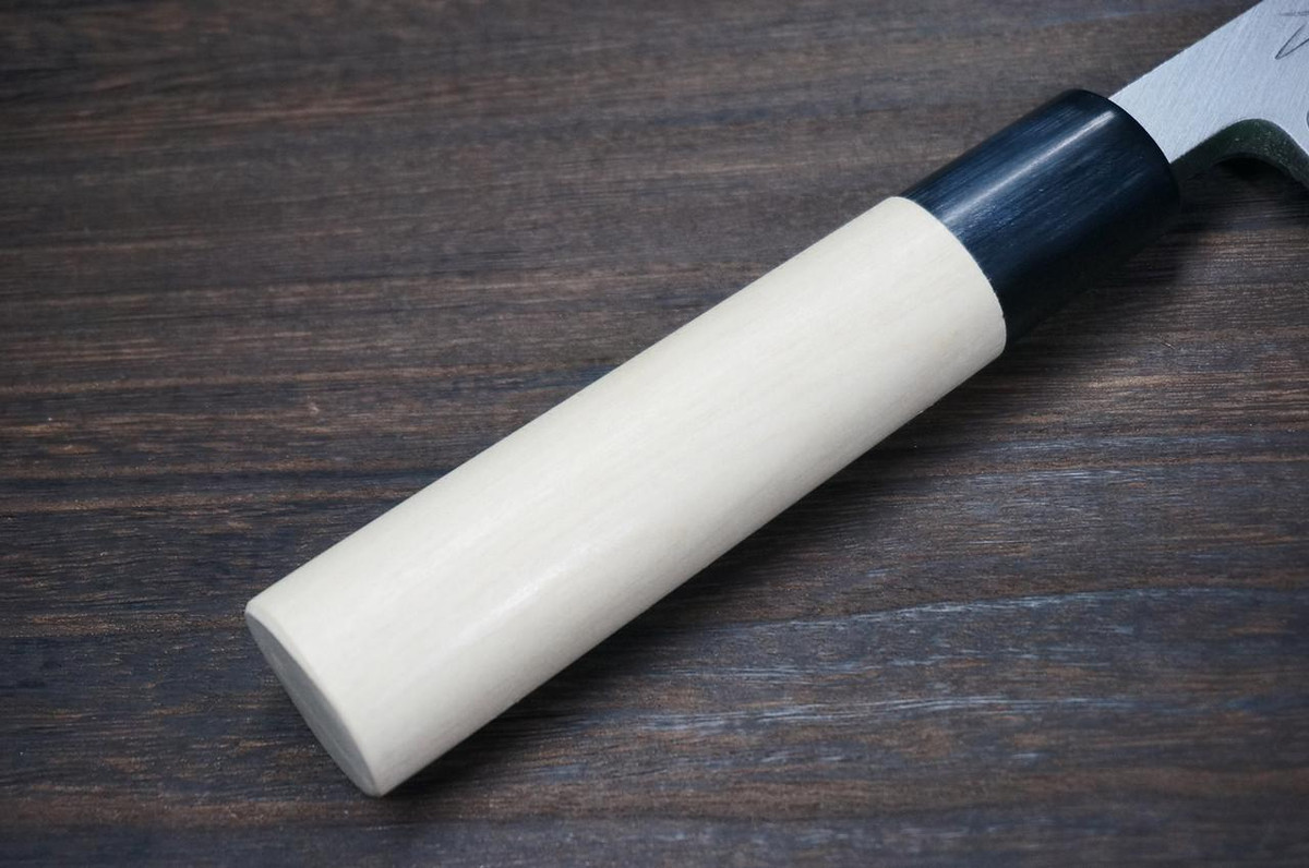 Sakai Takayuki Kasumitogi Buffalo Tsuba Engraving Art Japanese Chef's Deba Knife 240mm Itto-Ryumon(Dragon) 