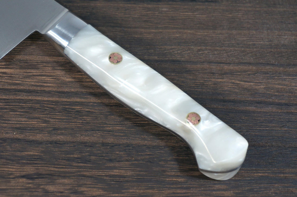 Sakai Takayuki Grand Chef SP-Type III Japanese Chefs Gyuto Knife 210mm Pearl-White Stabilized Hybrid Resin Handle