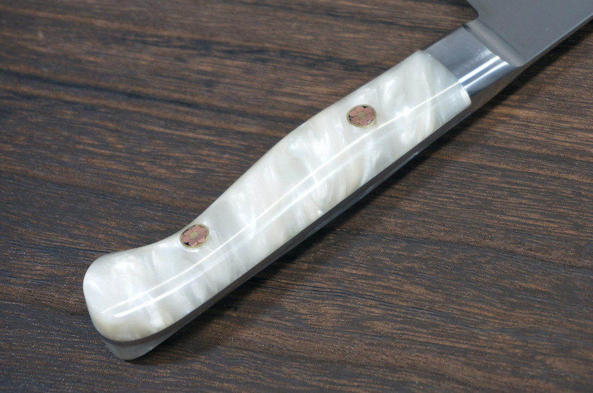 Sakai Takayuki Grand Chef SP-Type III Japanese Chefs Gyuto Knife 210mm Pearl-White Stabilized Hybrid Resin Handle