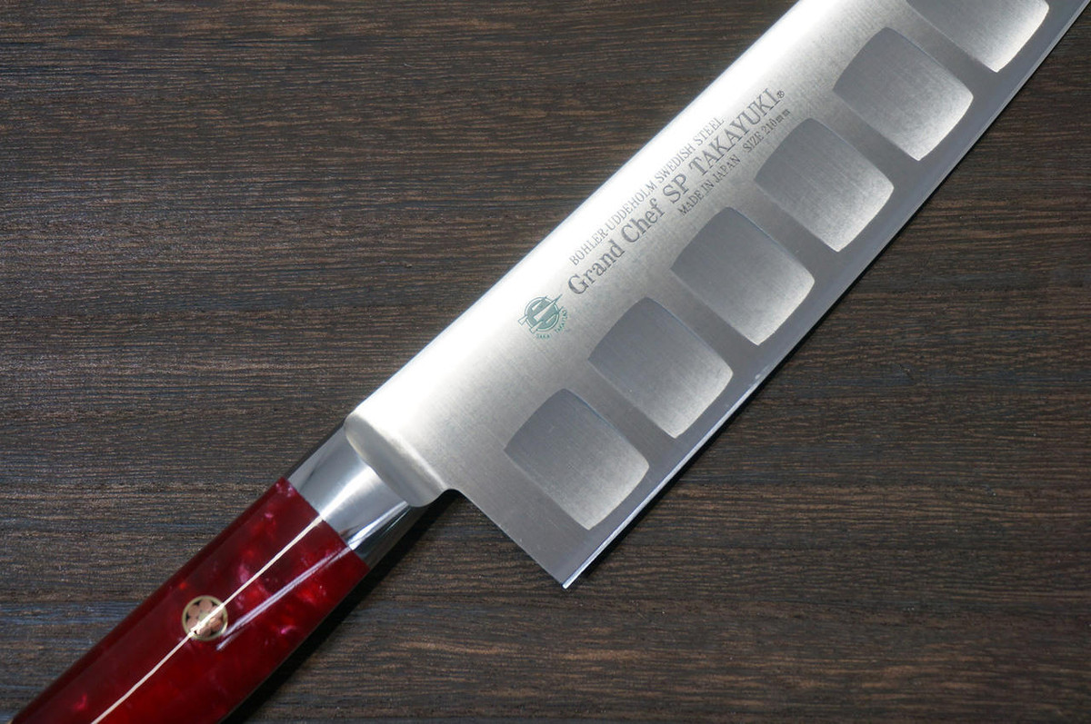 Sakai Takayuki Grand Chef SP-Type III Japanese Chefs Gyuto Knife 210mm Volcano-Red Stabilized Hybrid Resin Handle