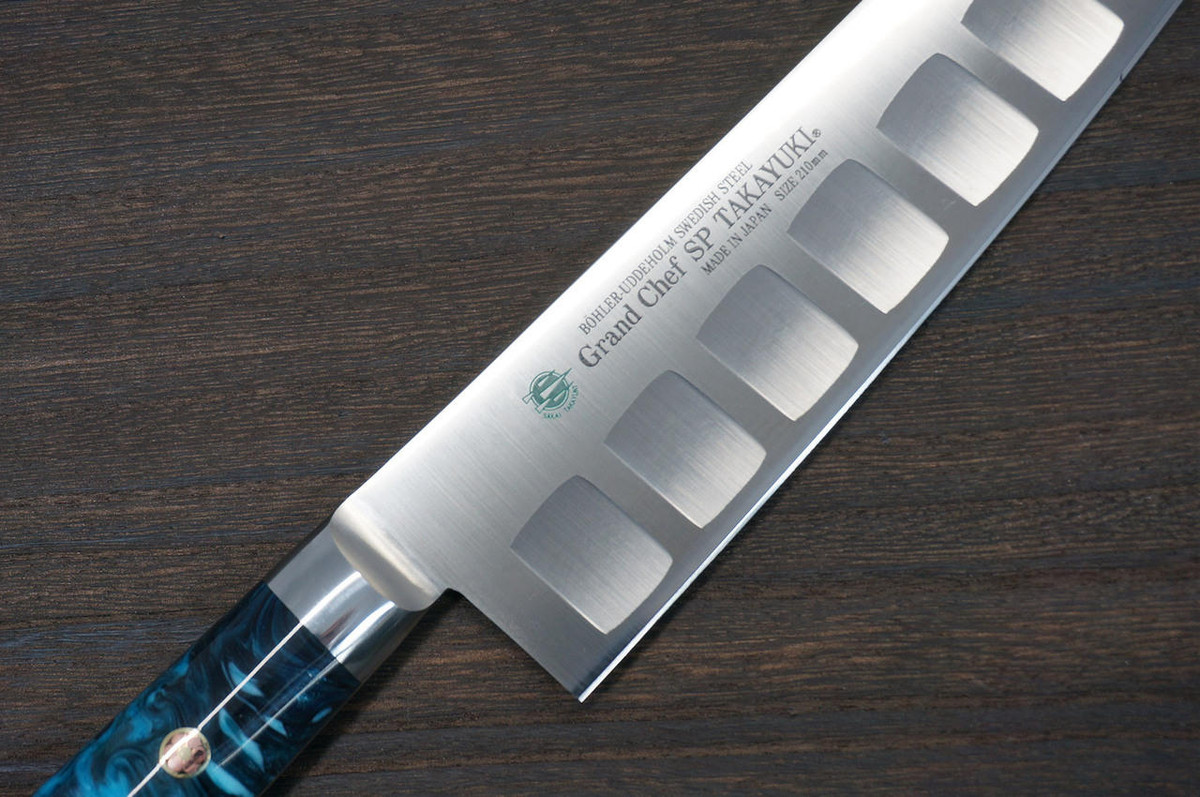 Sakai Takayuki Grand Chef SP-Type III Japanese Chefs Gyuto Knife 210mm Ocean-Blue Stabilized Hybrid Resin Handle