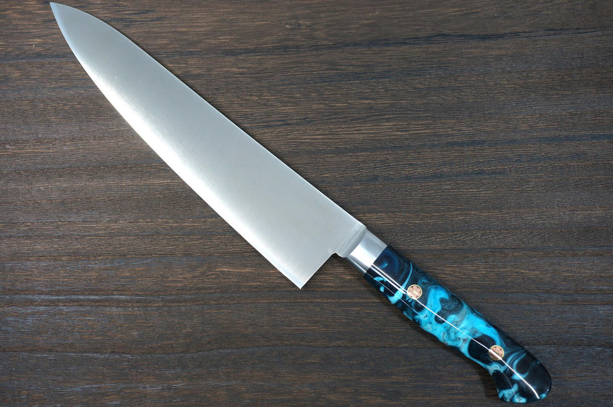 Sakai Takayuki Grand Chef SP-Type III Japanese Chefs Gyuto Knife 210mm Ocean-Blue Stabilized Hybrid Resin Handle