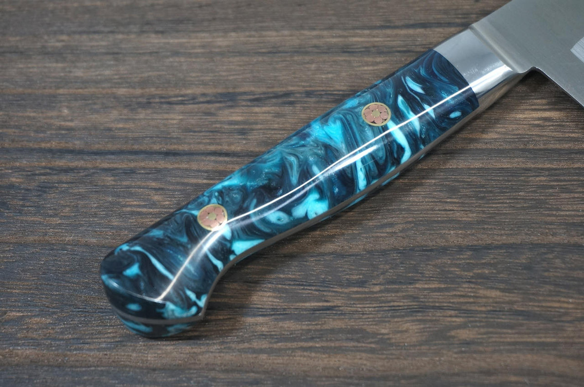 Sakai Takayuki Grand Chef SP-Type III Japanese Chefs Gyuto Knife 210mm Ocean-Blue Stabilized Hybrid Resin Handle