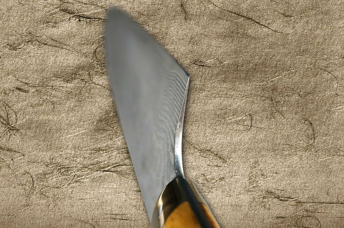 Takeshi Saji VG10 Black Damascus DHM Japanese Chefs Santoku Knife 180mm with Brown Antler Handle