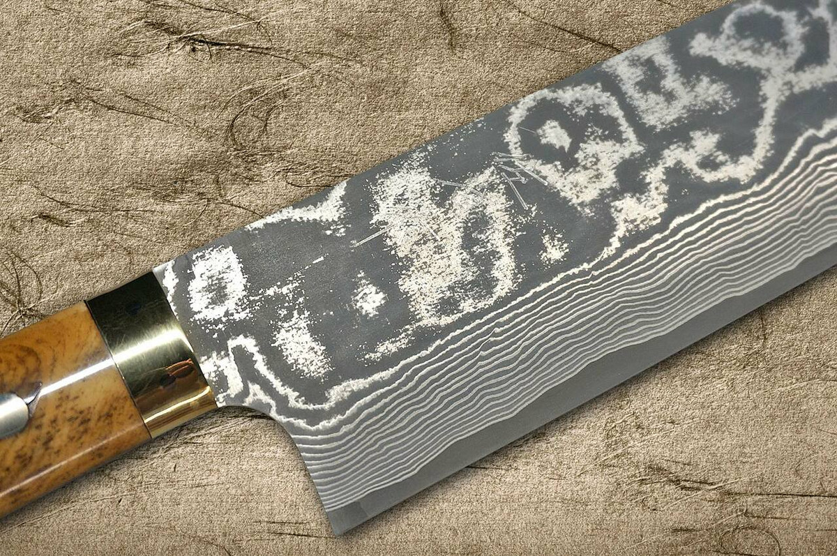 Takeshi Saji VG10 Black Damascus DHM Japanese Chefs NakiriVegetable 170mm with Brown Antler Handle