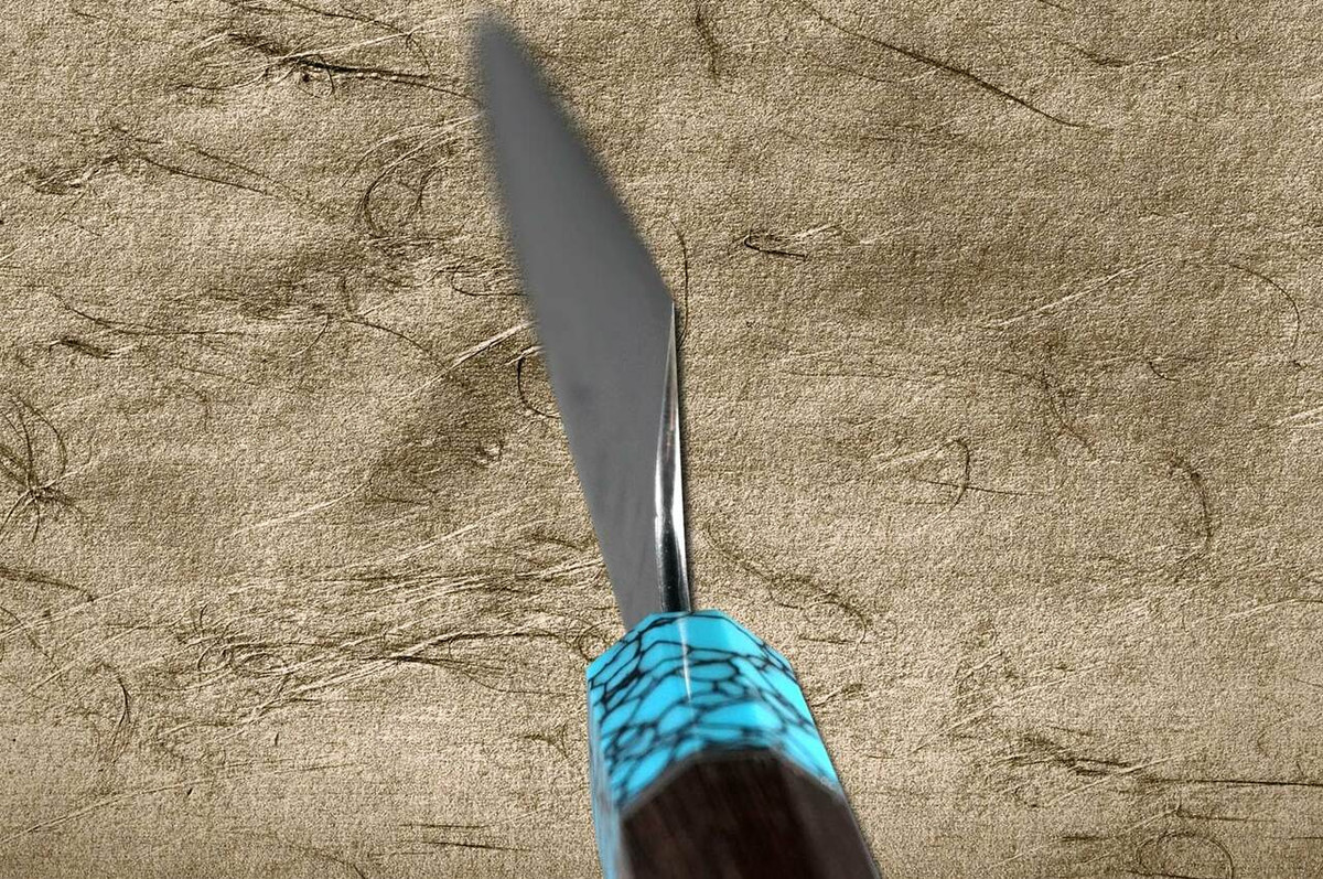 Yu Kurosaki SPG2 Clad FUJIN WA WGTCA Japanese Chefs SlicerSujihiki 240mm with Blue Turquoise and Wenge Handle