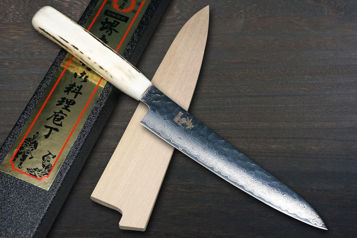 Sakai Takayuki 33-Layer VG10 Damascus DHW Japanese Chefs Petty KnifeUtility 150mm with White Antler Handle