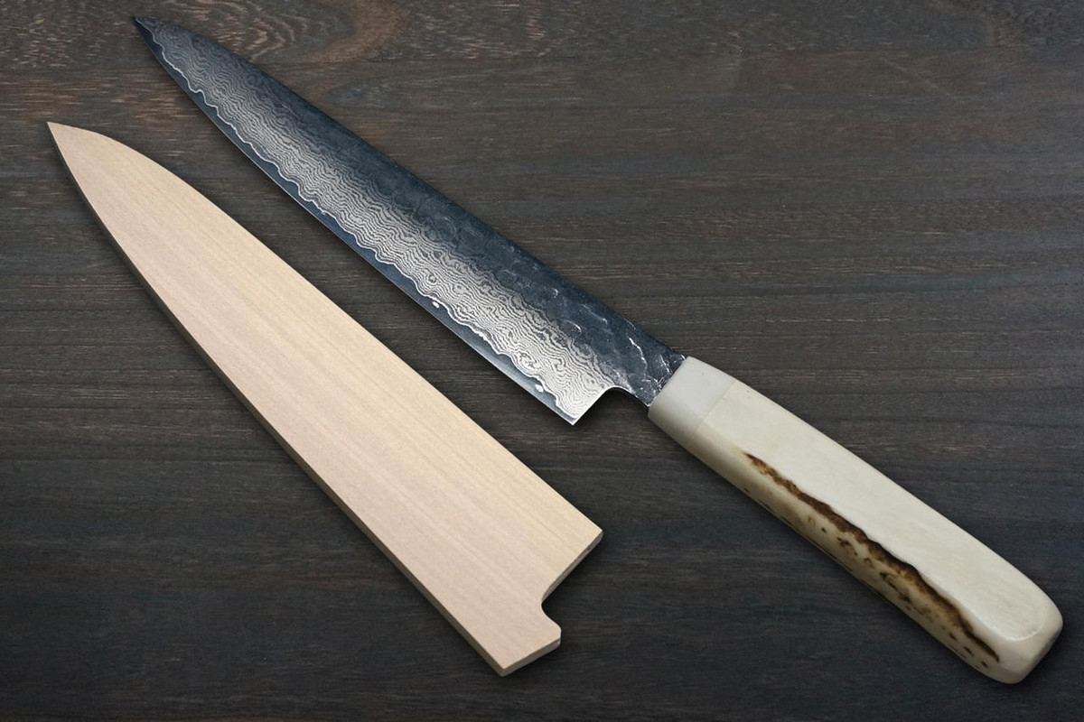 Sakai Takayuki 33-Layer VG10 Damascus DHW Japanese Chefs Petty KnifeUtility 150mm with White Antler Handle