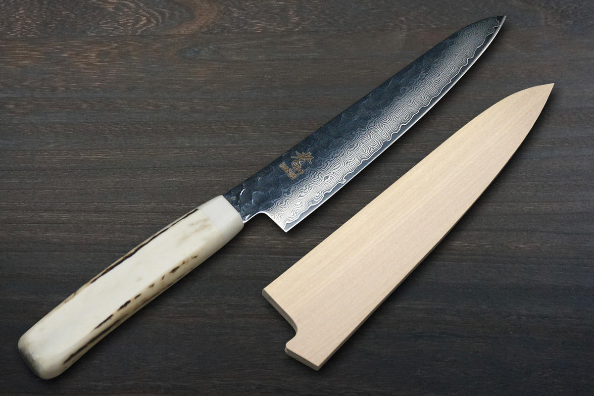 Sakai Takayuki 33-Layer VG10 Damascus DHW Japanese Chefs Petty KnifeUtility 150mm with White Antler Handle