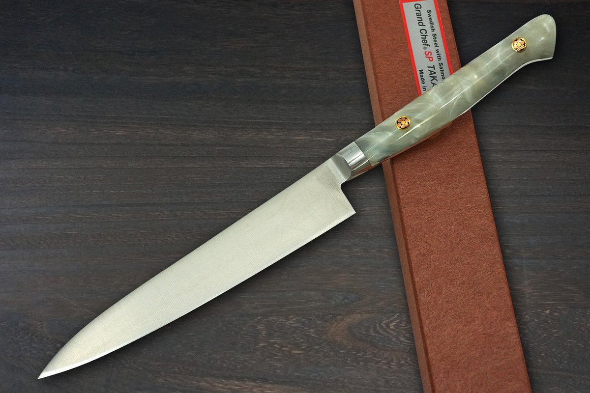 Sakai Takayuki Grand Chef SP-Type III Japanese Chefs Petty KnifeUtility 150mm Pearl-White Stabilized Hybrid Resin Handle