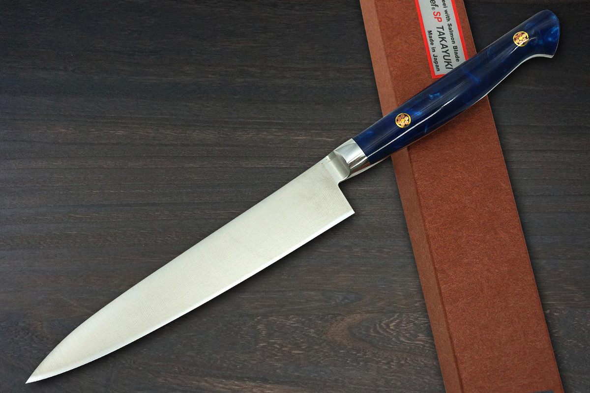 Sakai Takayuki Grand Chef SP-Type III Japanese Chefs Petty KnifeUtility 150mm Ocean-Blue Stabilized Hybrid Resin Handle