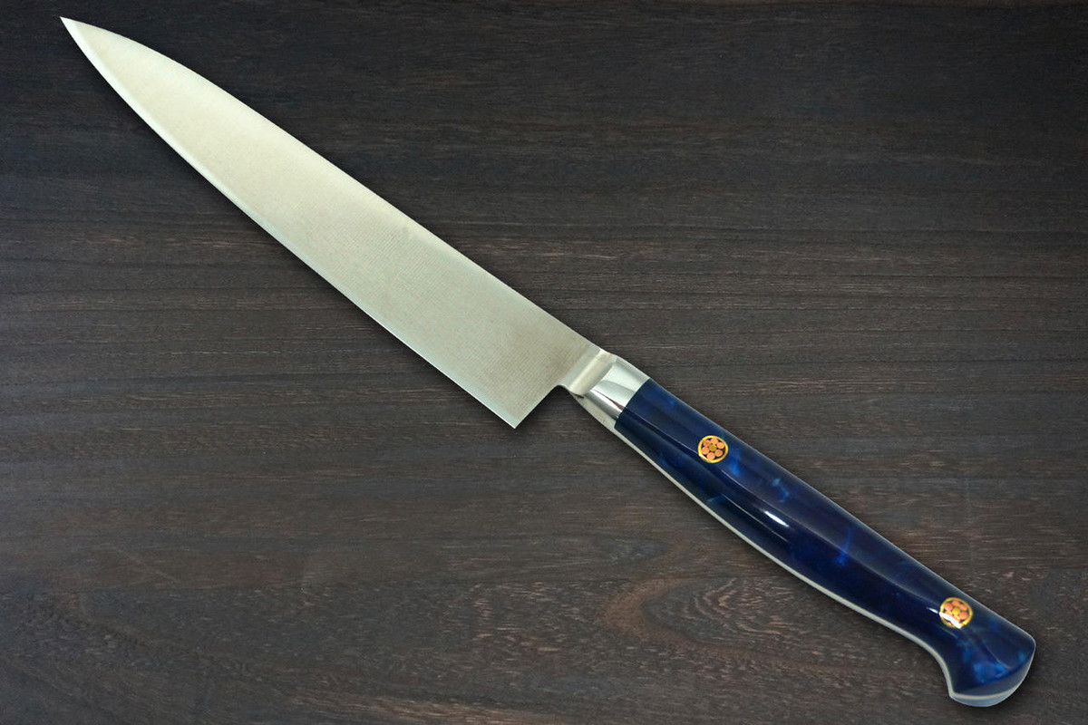 Sakai Takayuki Grand Chef SP-Type III Japanese Chefs Petty KnifeUtility 150mm Ocean-Blue Stabilized Hybrid Resin Handle