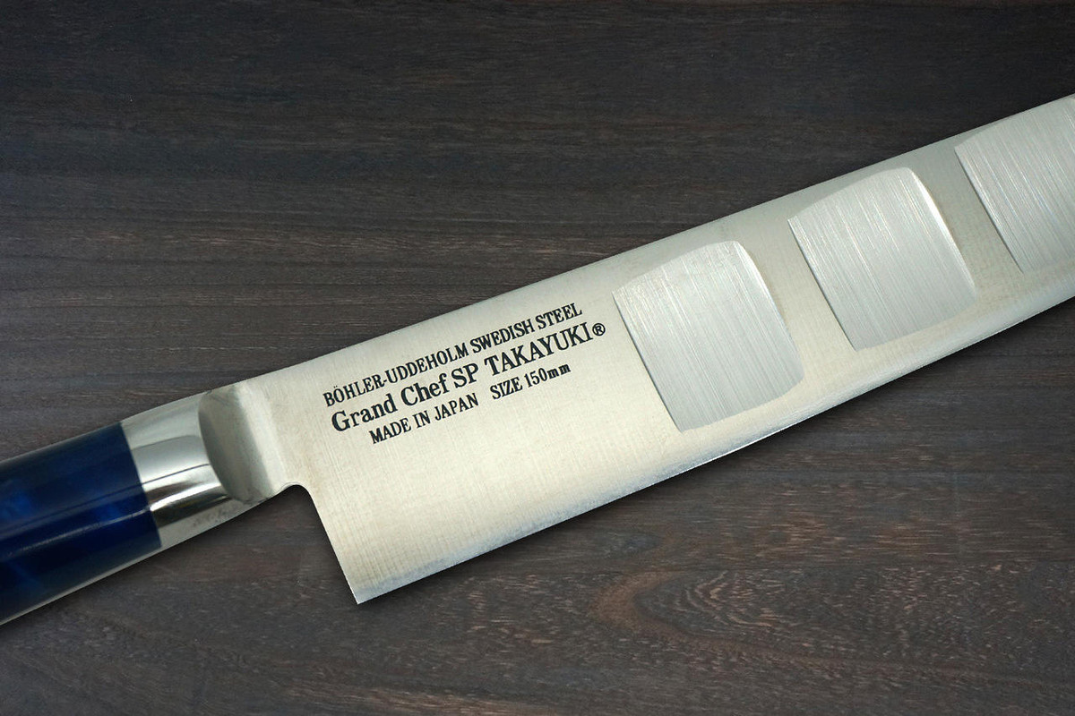 Sakai Takayuki Grand Chef SP-Type III Japanese Chefs Petty KnifeUtility 150mm Ocean-Blue Stabilized Hybrid Resin Handle