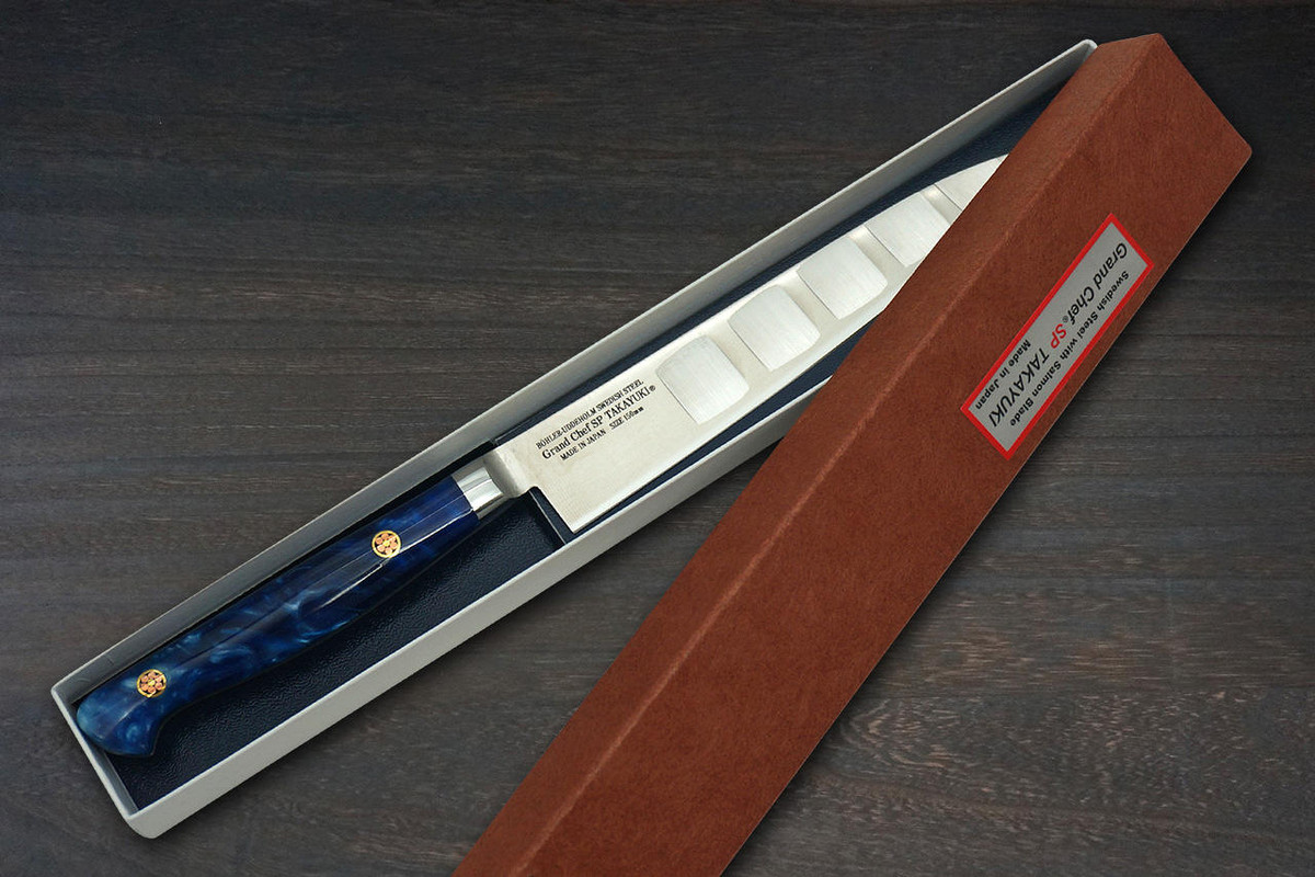 Sakai Takayuki Grand Chef SP-Type III Japanese Chefs Petty KnifeUtility 150mm Ocean-Blue Stabilized Hybrid Resin Handle