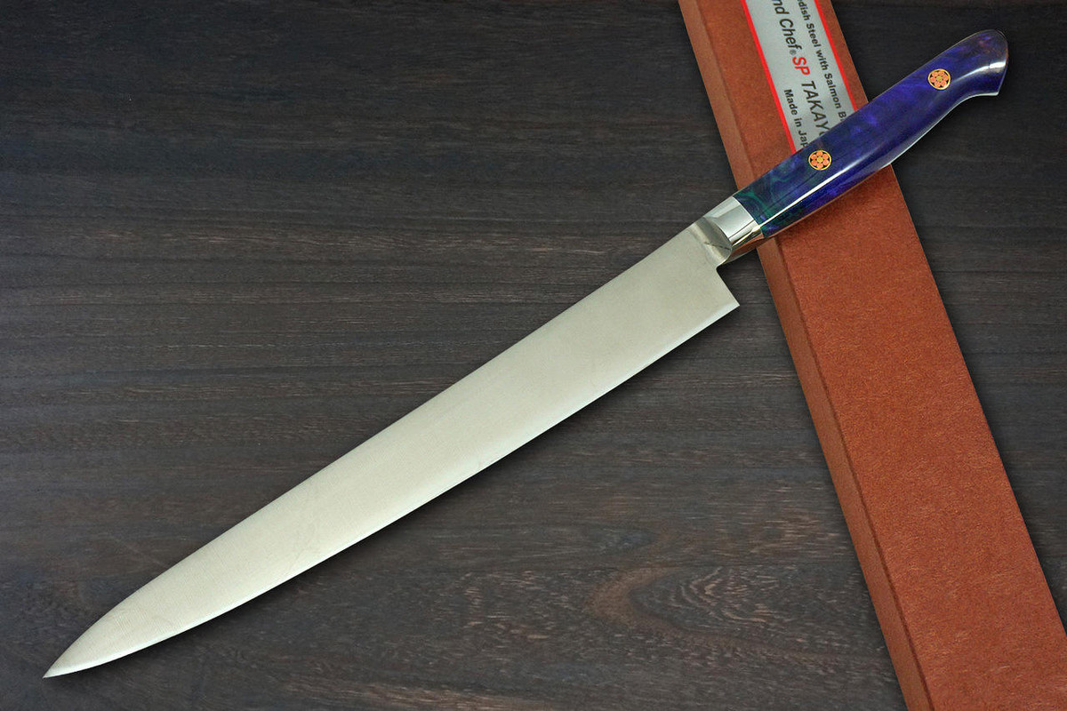 Sakai Takayuki Grand Chef SP-Type III Japanese Chefs SlicerSujihiki 240mm Galaxy-Purple Stabilized Hybrid Resin Handle