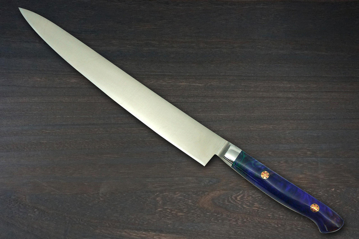 Sakai Takayuki Grand Chef SP-Type III Japanese Chefs SlicerSujihiki 240mm Galaxy-Purple Stabilized Hybrid Resin Handle