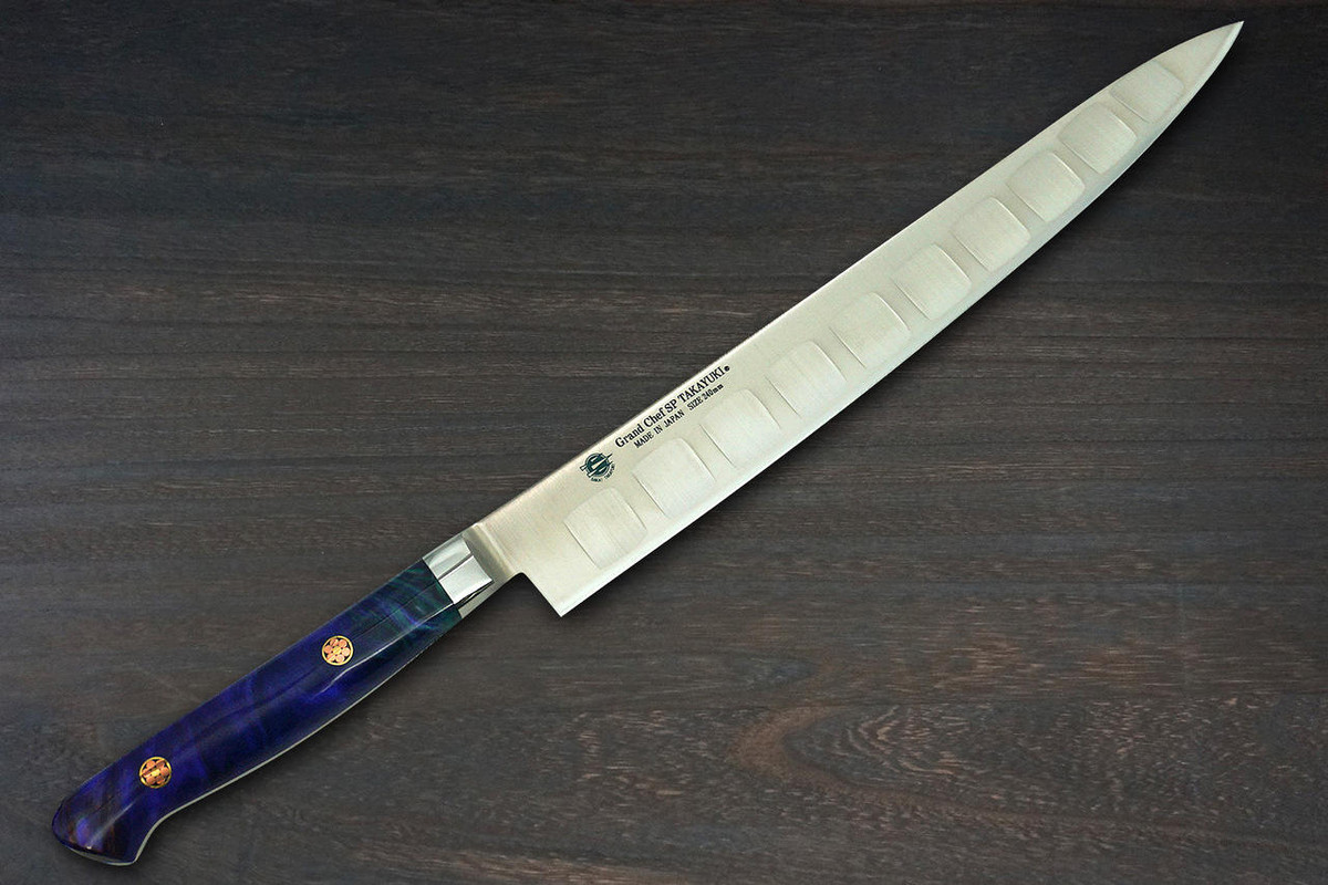 Sakai Takayuki Grand Chef SP-Type III Japanese Chefs SlicerSujihiki 240mm Galaxy-Purple Stabilized Hybrid Resin Handle