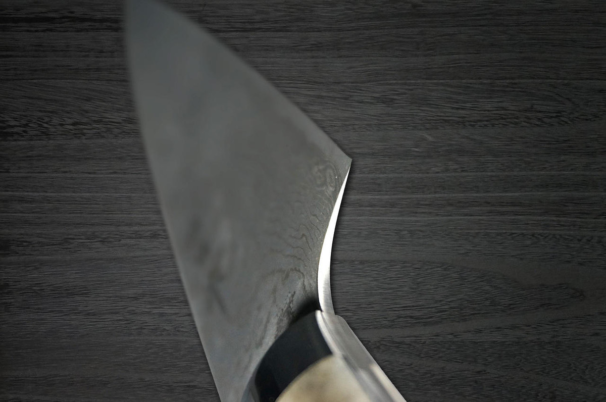 Takeshi Saji R2SG2 Black Damascus DHW Japanese Chefs SlicerSujihiki 270mm with White Antler Handle