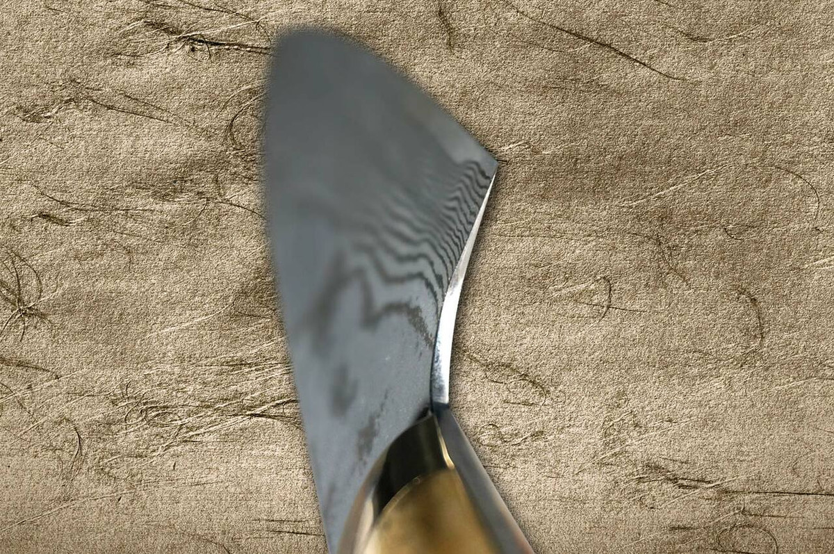 Takeshi Saji VG10 Black Damascus DHM Japanese Chefs Gyuto Knife 180mm with Brown Antler Handle
