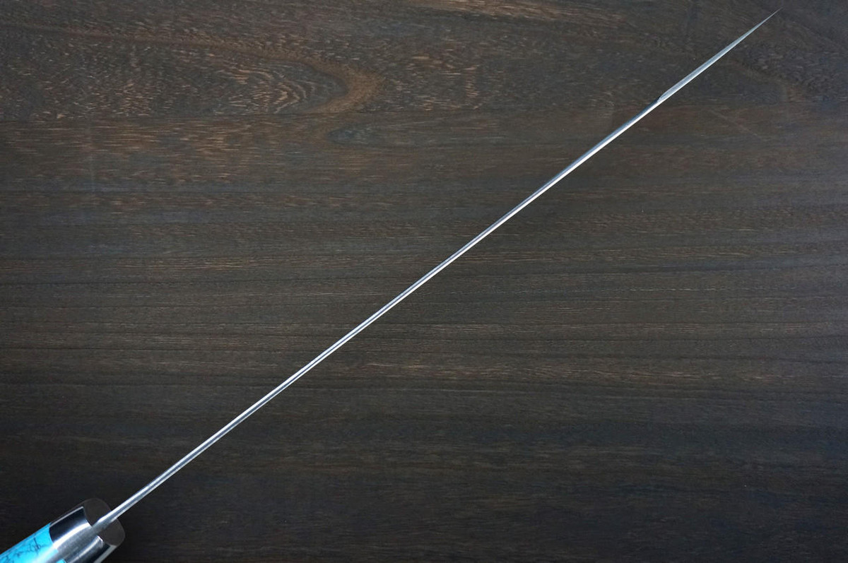 Yu Kurosaki R2SG2 Hammered SENKO-EI Custom TCA Japanese Chefs SlicerSujihiki 240mm with Blue Turquoise Handle