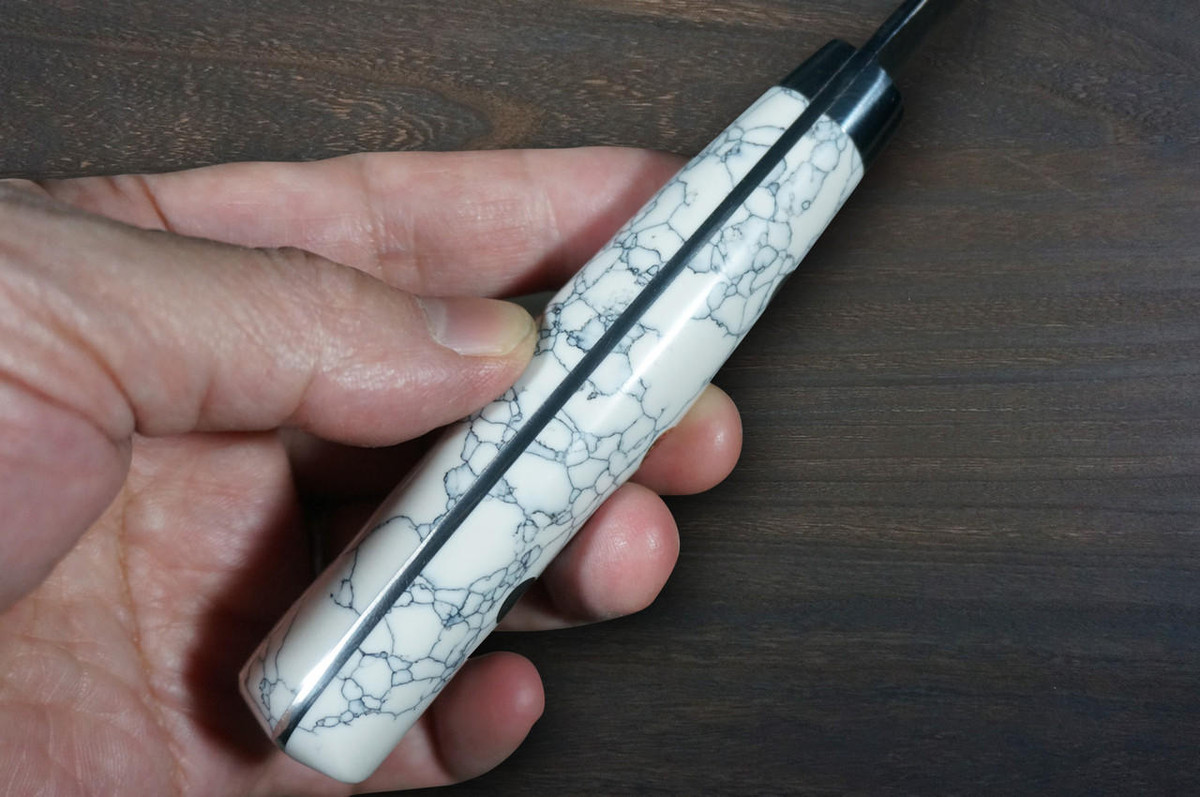 Yu Kurosaki R2SG2 Hammered SENKO-EI Custom TCW Japanese Chefs Petty KnifeUtility 130mm with White Turquoise Handle