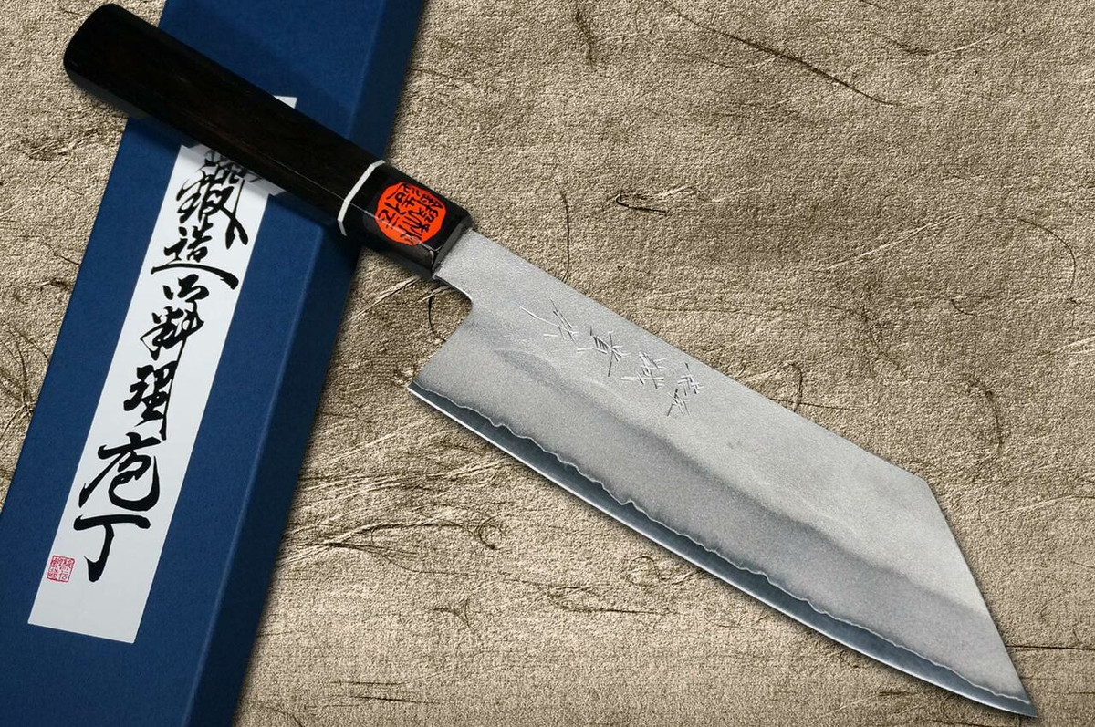 Shigeki Tanaka Ginsan Silver 3 Stainless Steel Japanese Chefs Hakata Knife 180mm with Ebony Handle