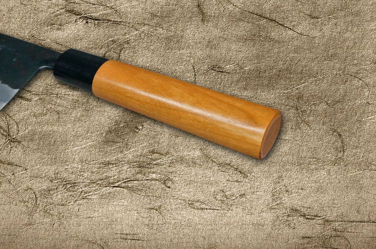 Daisuke Nishida Shirogami No.1 Kurouchi CHR Japanese Chefs Gyuto Knife 210mm with Cherry Round Handle