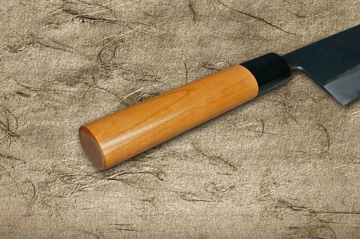 Daisuke Nishida Shirogami No.1 Kurouchi CHR Japanese Chefs Gyuto Knife 210mm with Cherry Round Handle