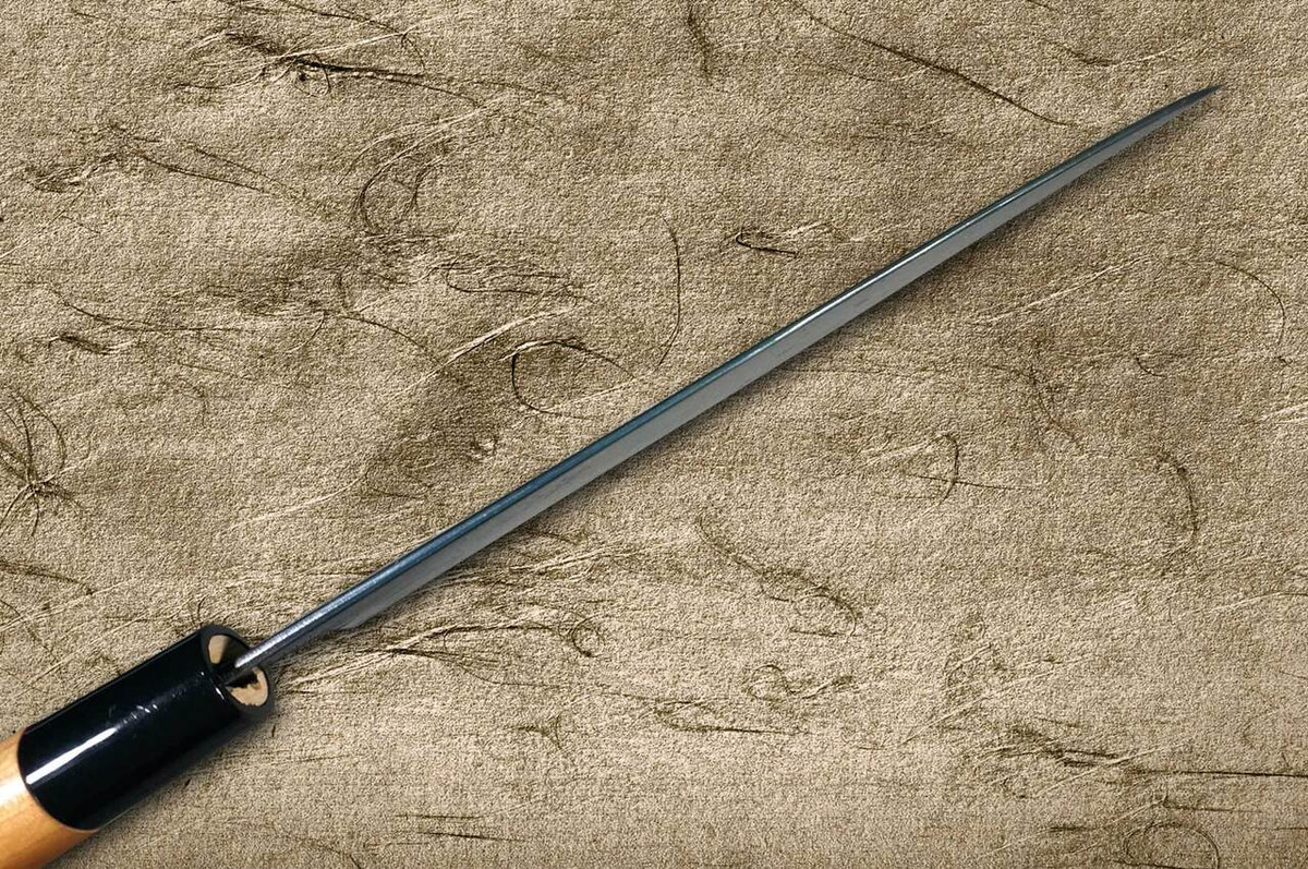 Daisuke Nishida Shirogami No.1 Kurouchi CHR Japanese Chefs Gyuto Knife 225mm with Cherry Round Handle