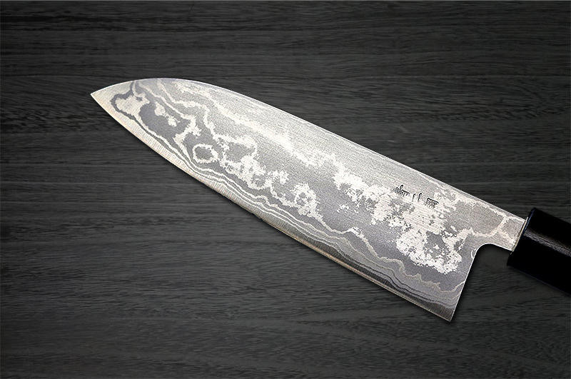 Kanetsune KC-460 Aogami No.2 Damascus Japanese Chefs Santoku Knife 165mm
