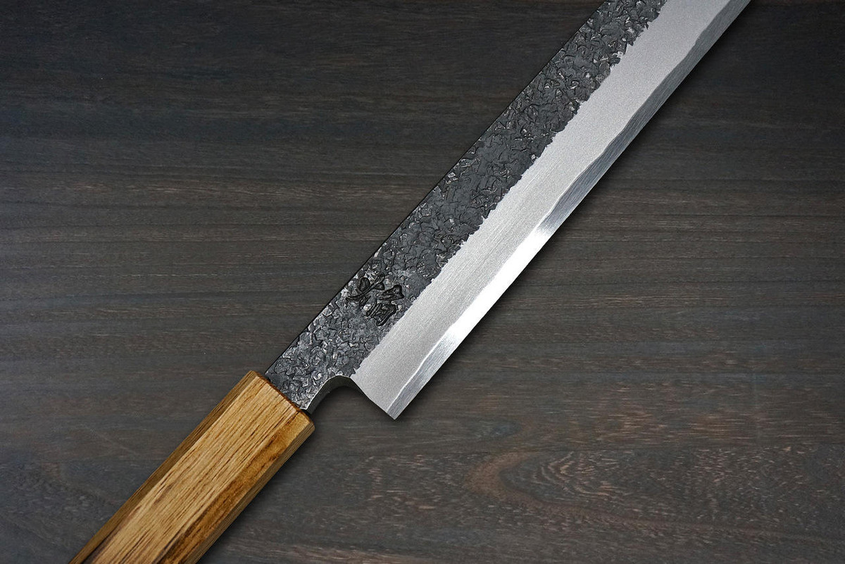 Sakai Takayuki Homura Guren Aogami 2 steel Japanese Chefs YanagibaSashimi 300mm with Urushi Lacquered Oak Handle