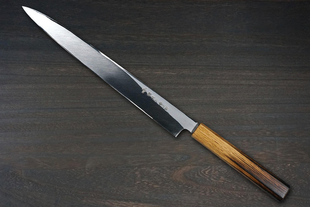 Sakai Takayuki Homura Guren Aogami 2 steel Japanese Chefs YanagibaSashimi 300mm with Urushi Lacquered Oak Handle