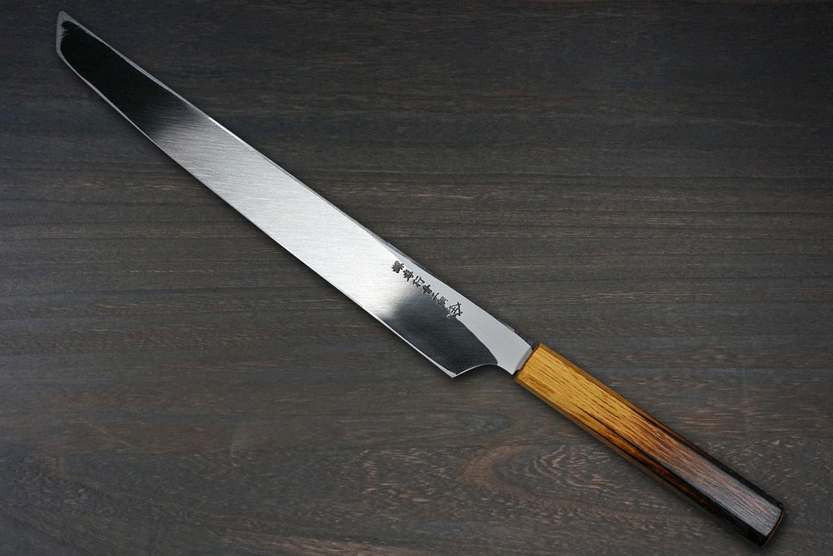 Sakai Takayuki Homura Guren Aogami 2 steel Japanese Chefs Sakimaru-YanagibaSashimi 300mm with Urushi Lacquered Oak Handle