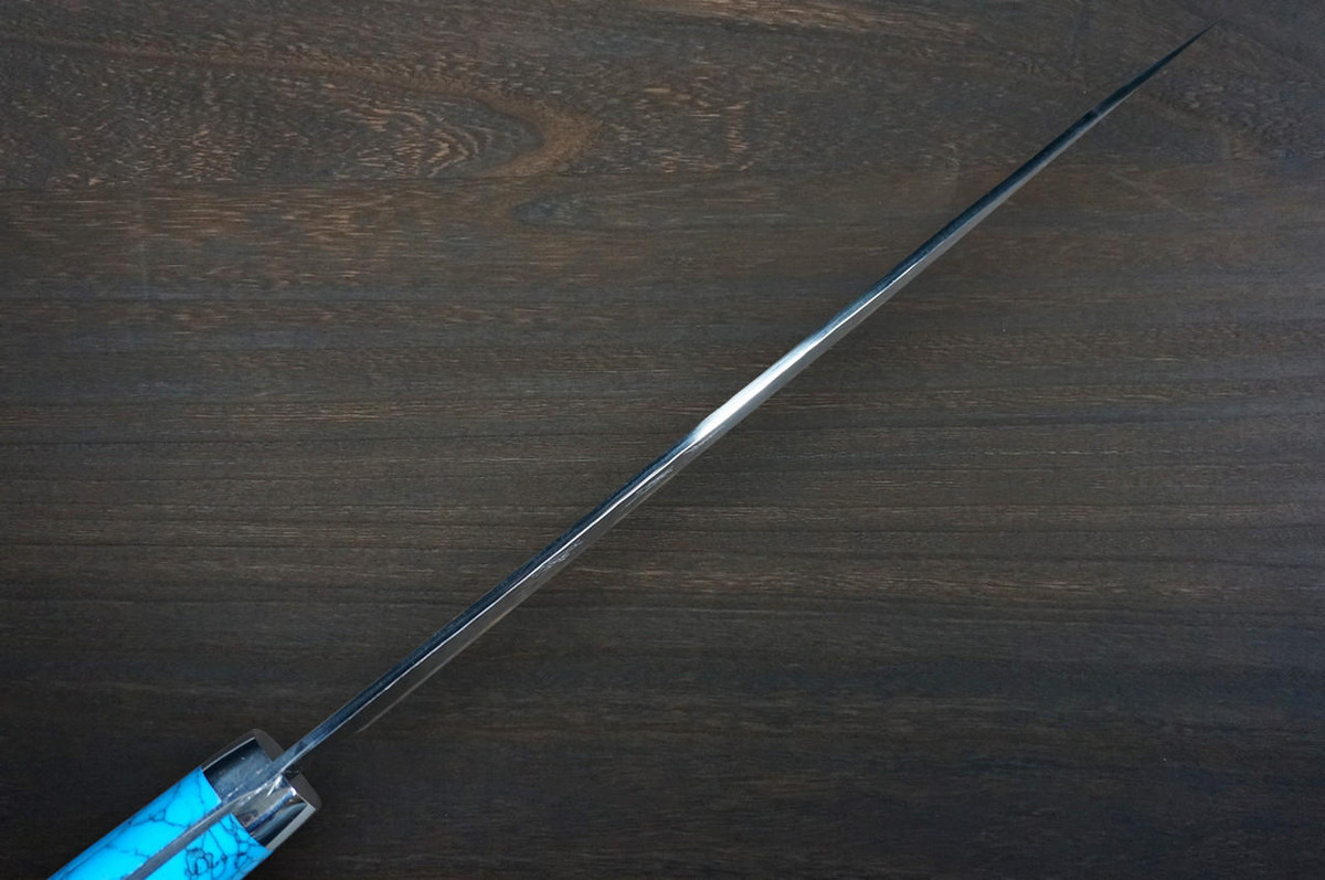 Yu Kurosaki R2SG2 Hammered SENKO-EI Custom TCA Japanese Chefs Gyuto Knife 270mm with Blue Turquoise Handle