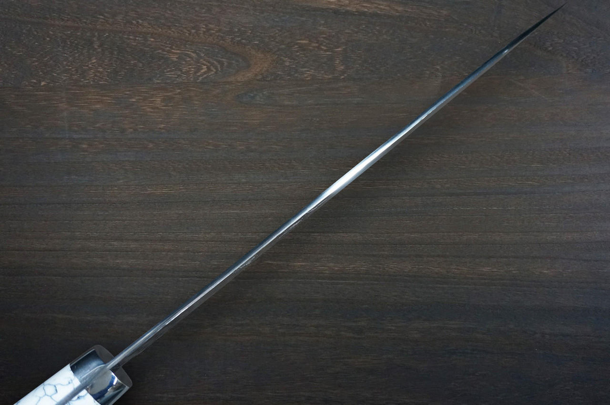 Yu Kurosaki R2SG2 Hammered SENKO-EI Custom TCW Japanese Chefs Gyuto Knife 270mm with White Turquoise Handle