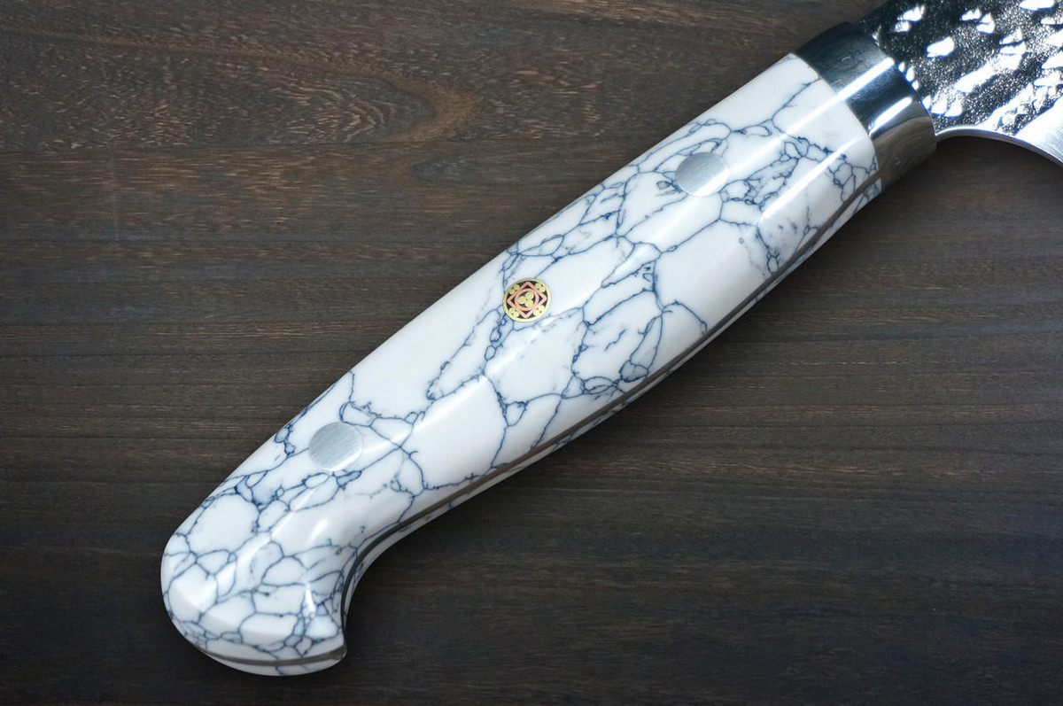 Yu Kurosaki R2SG2 Hammered SENKO-EI Custom TCW Japanese Chefs Gyuto Knife 270mm with White Turquoise Handle