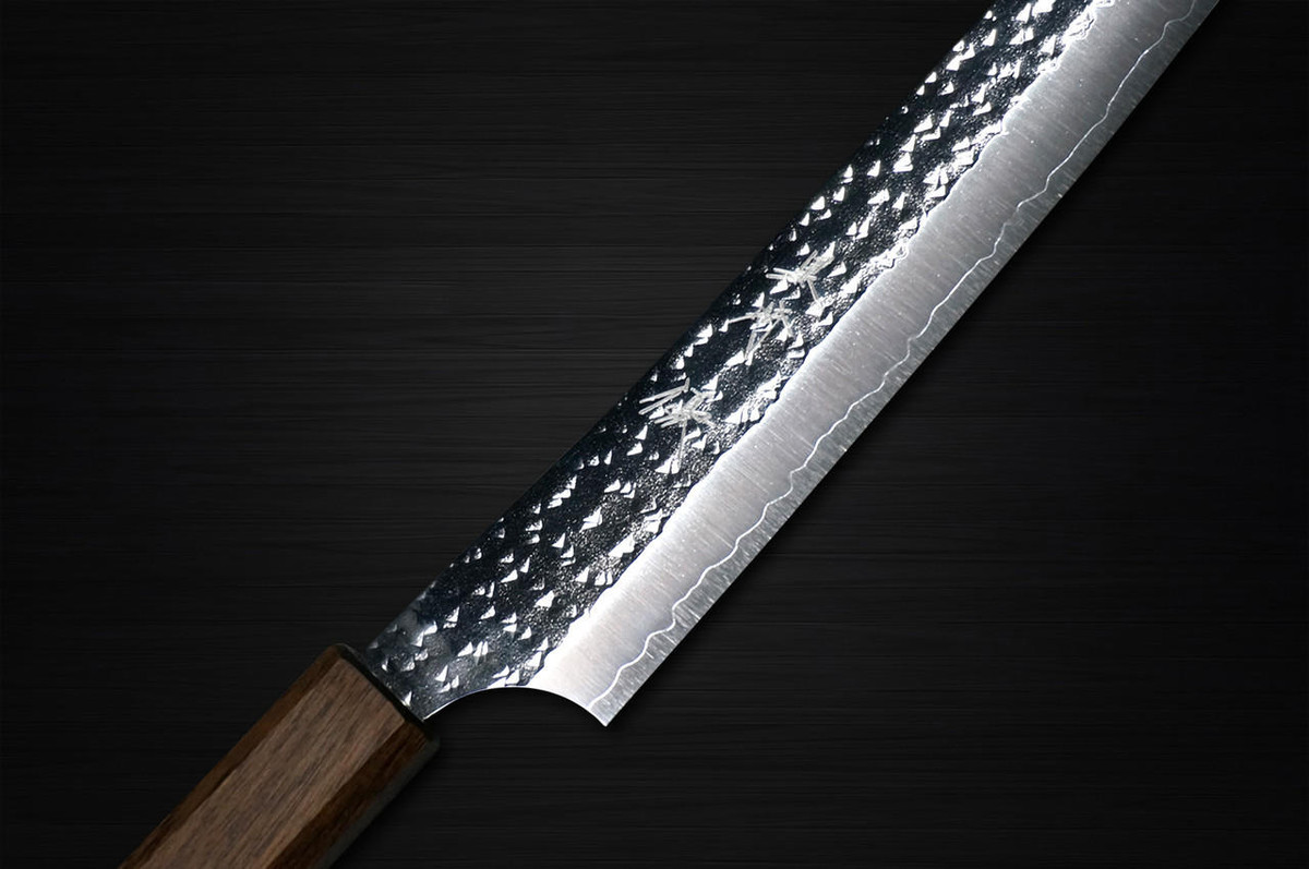 Yu Kurosaki R2SG2 Hammered SENKO-EI WA OK8B Japanese Chefs SlicerSujihiki 240mm with Urushi Lacquered Oak Handle