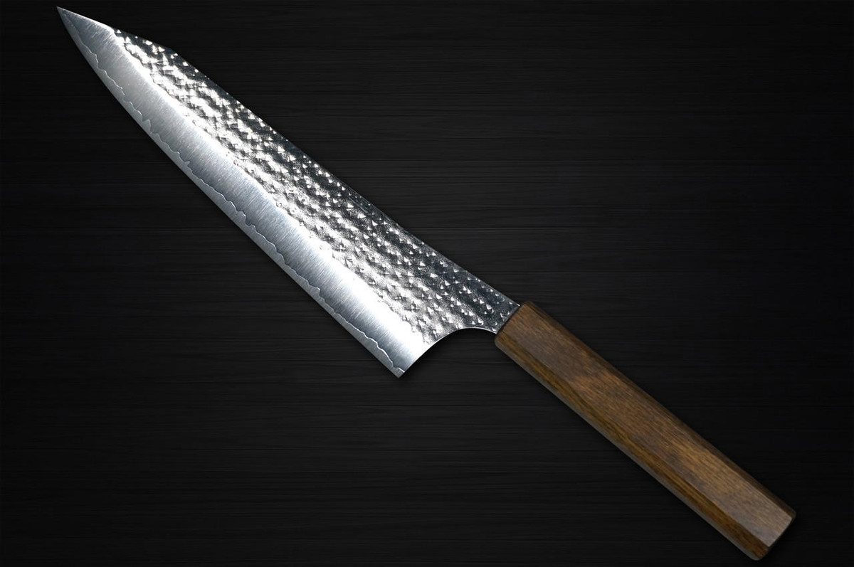 Yu Kurosaki R2SG2 Hammered SENKO-EI WA OK8B Japanese Chefs Gyuto Knife 240mm with Urushi Lacquered Oak Handle