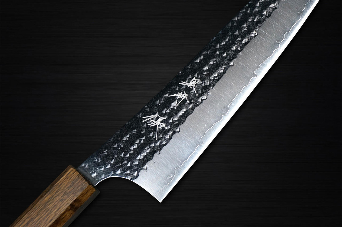 Yu Kurosaki R2SG2 Hammered SENKO-EI WA OK8B Japanese Chefs Gyuto Knife 210mm with Urushi Lacquered Oak Handle