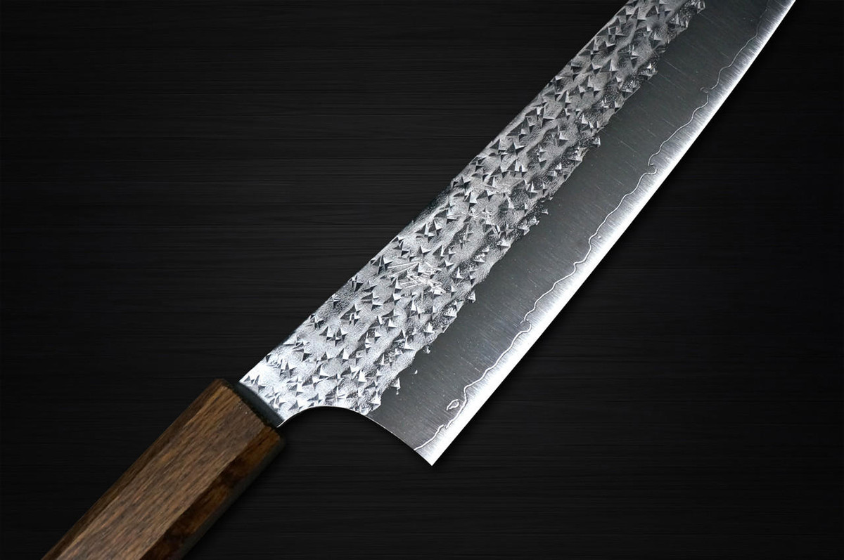 Yu Kurosaki R2SG2 Hammered SENKO-EI WA OK8B Japanese Chefs Gyuto Knife 210mm with Urushi Lacquered Oak Handle