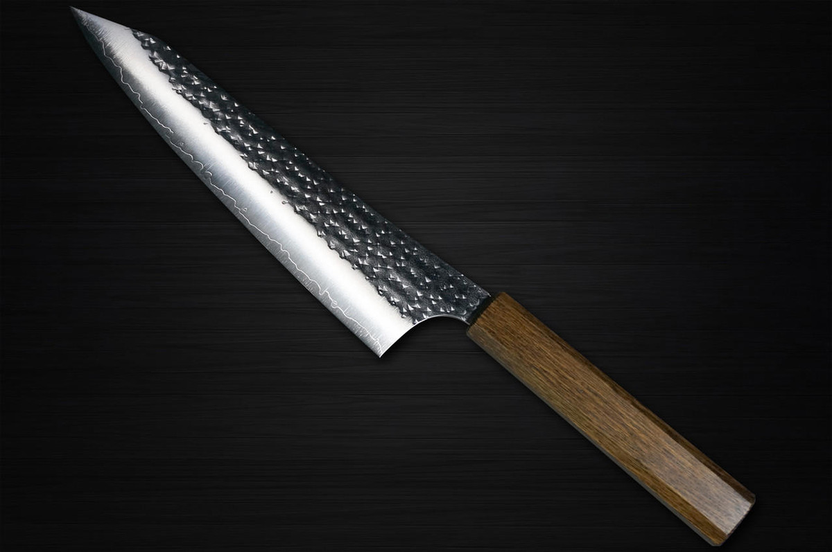 Yu Kurosaki R2SG2 Hammered SENKO-EI WA OK8B Japanese Chefs Gyuto Knife 210mm with Urushi Lacquered Oak Handle