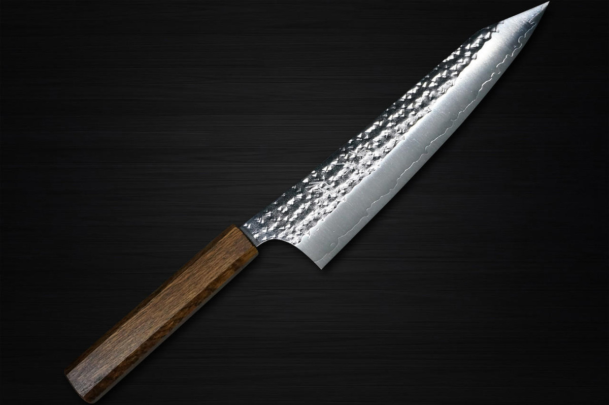 Yu Kurosaki R2SG2 Hammered SENKO-EI WA OK8B Japanese Chefs Gyuto Knife 210mm with Urushi Lacquered Oak Handle