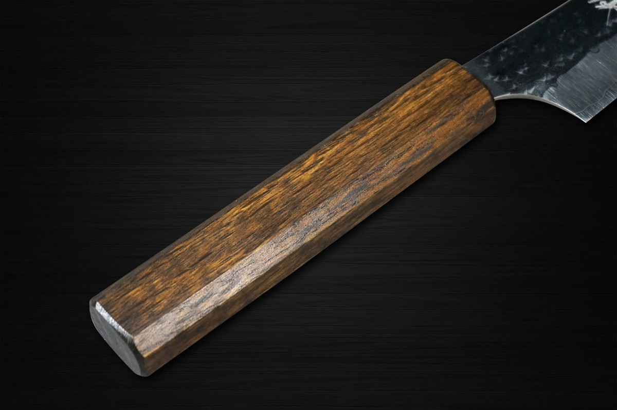 Yu Kurosaki R2SG2 Hammered SENKO-EI WA OK8B Japanese Chefs Petty KnifeUtility 130mm with Urushi Lacquered Oak Handle