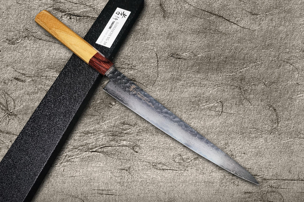 Sakai Takayuki 33-Layer VG10 Damascus Hammered WA Japanese Chefs Knife SET Gyuto210-Slicer-Nakiri-Honesuki180-Petty150-Steak Petty-Kengata Santoku