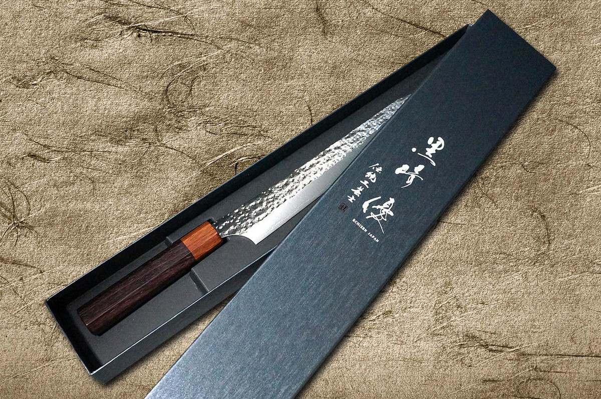 Yu Kurosaki R2SG2 Hammered SENKO-EI WA RS8H Japanese Chefs SlicerSujihiki 240mm with Brown-Ring Octagonal Handle