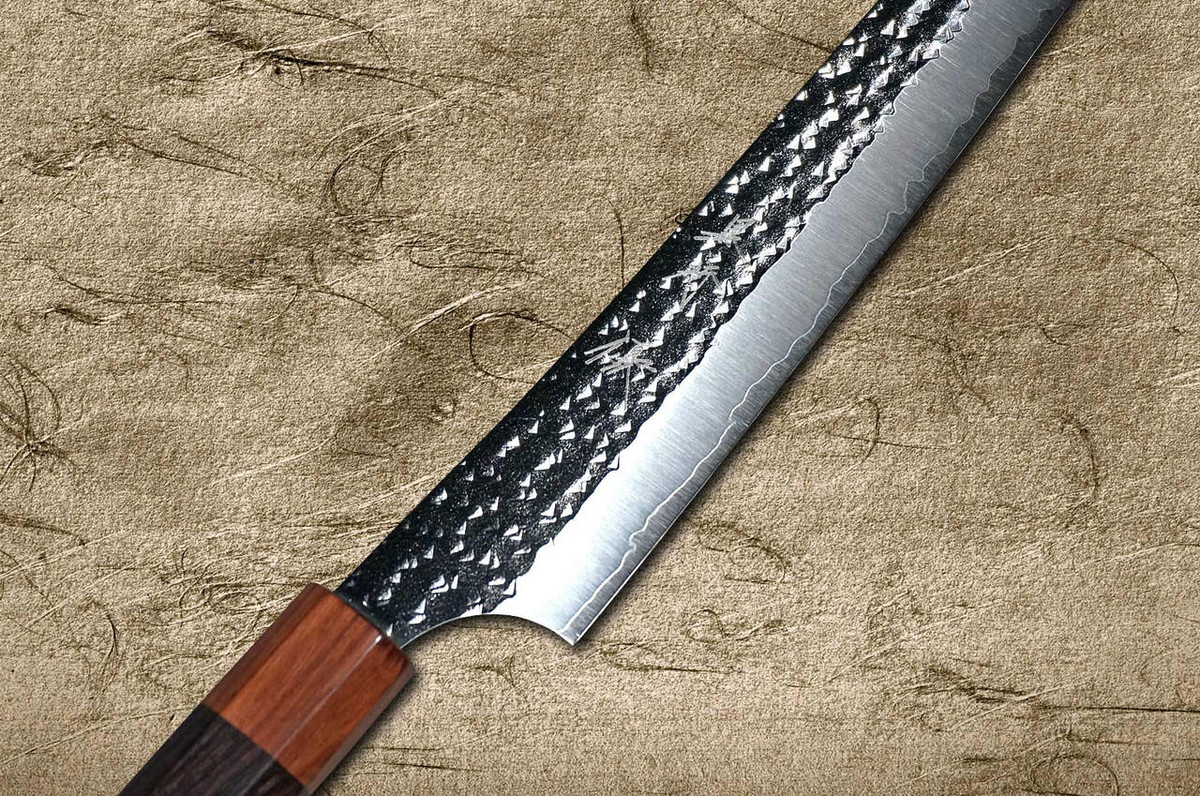 Yu Kurosaki R2SG2 Hammered SENKO-EI WA RS8H Japanese Chefs SlicerSujihiki 240mm with Brown-Ring Octagonal Handle