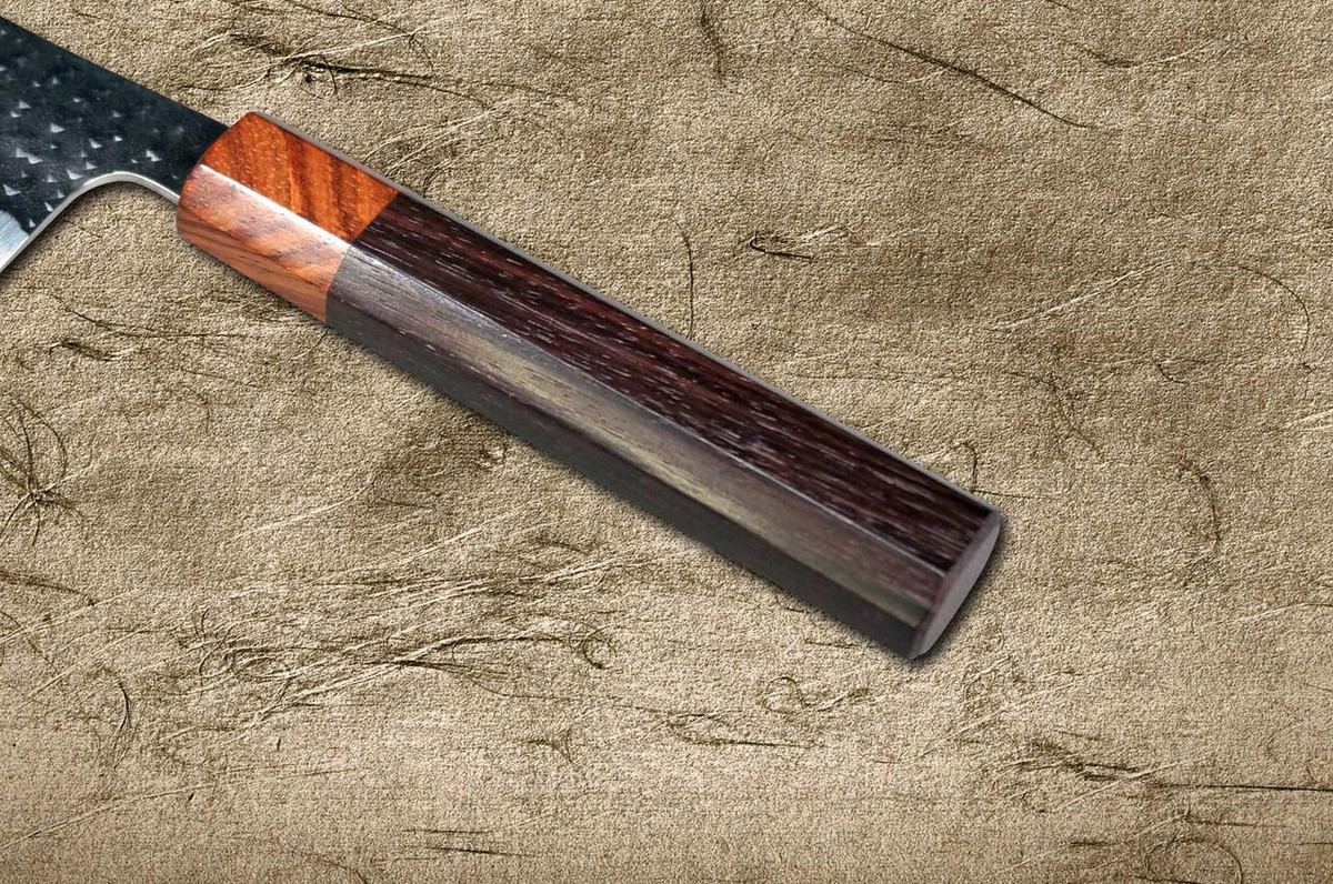Yu Kurosaki R2SG2 Hammered SENKO-EI WA RS8H Japanese Chefs NakiriVegetable 165mm with Brown-Ring Octagonal Handle